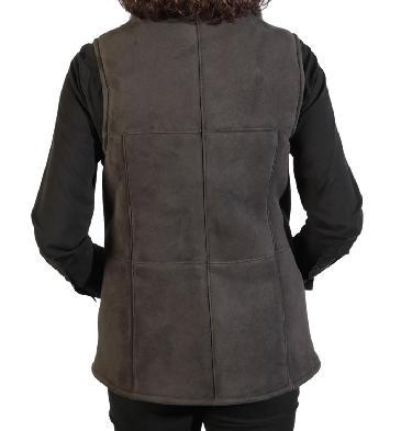 SL1265SV - Traditional Suede Finish Ladies Sheepskin Gillet In Bracken